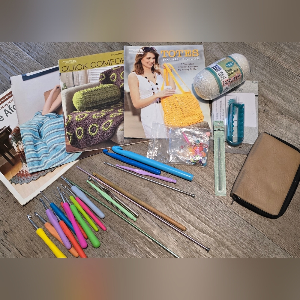 Crochet Knitting Books Hooks And Many Extras Bundle Deal